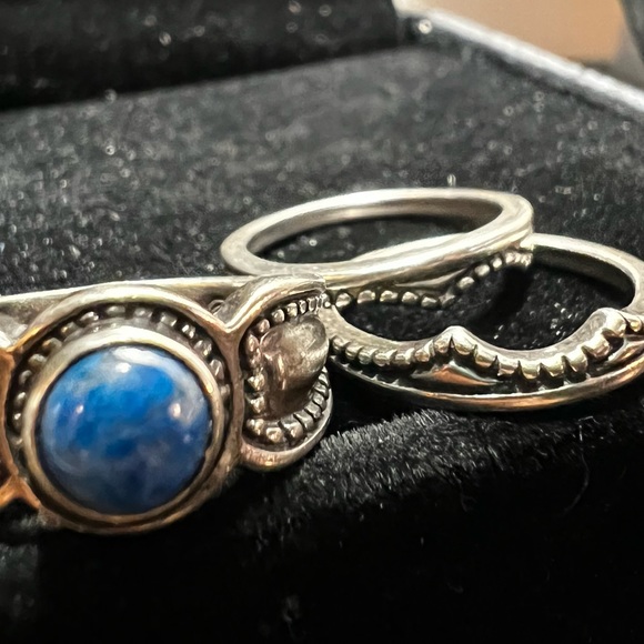 Beautiful Sterling silver three set ring with lapiz lazuli - Picture 2 of 13